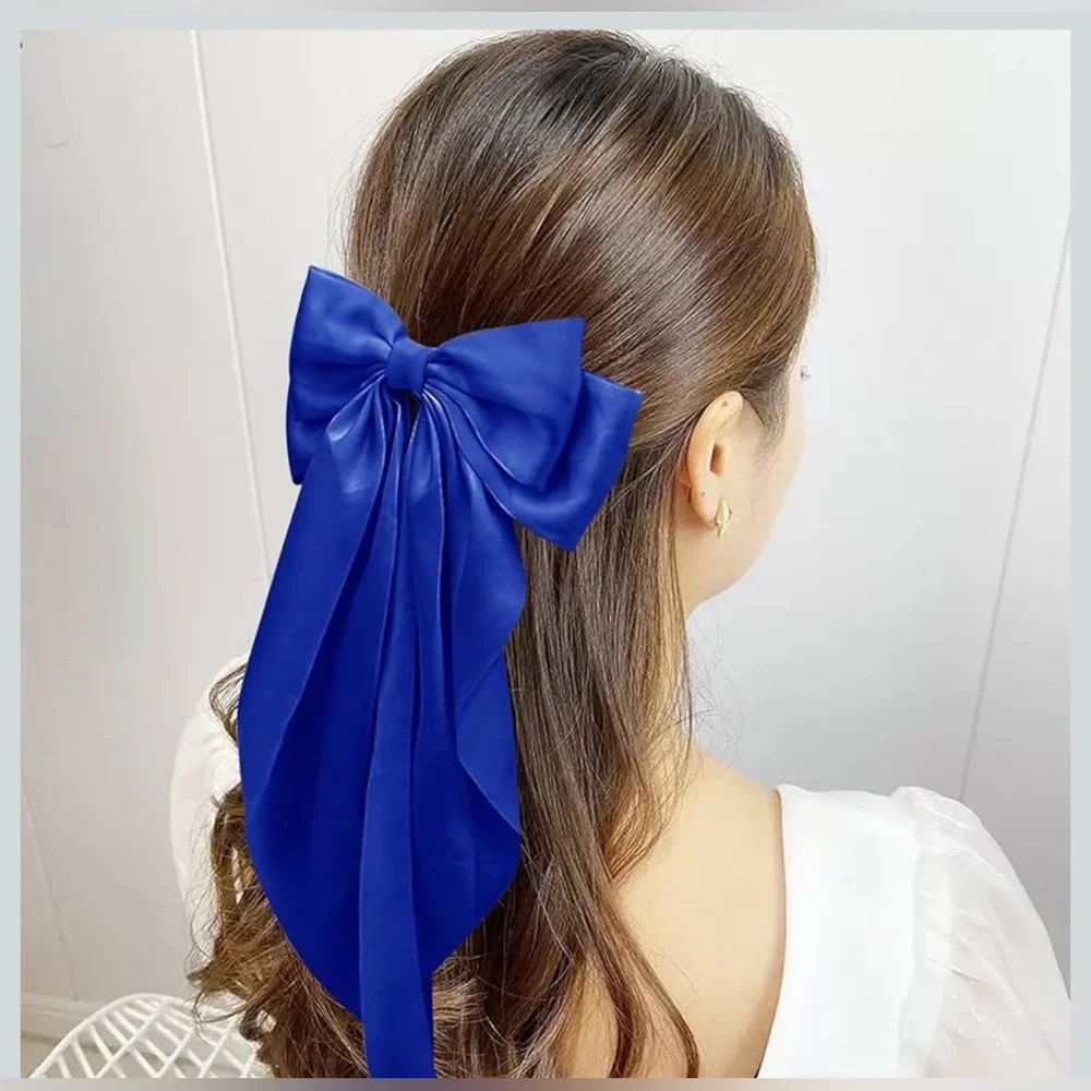 NEW Royal Blue Satin Hair Bow Adult/Youth Size